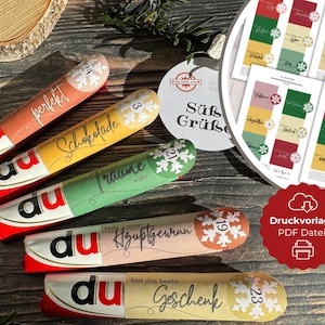 DIY Advent calendar printable template 24 Duplo banderoles with sayings & numbers personal Christmas gift for partner girlfriend Download PDF