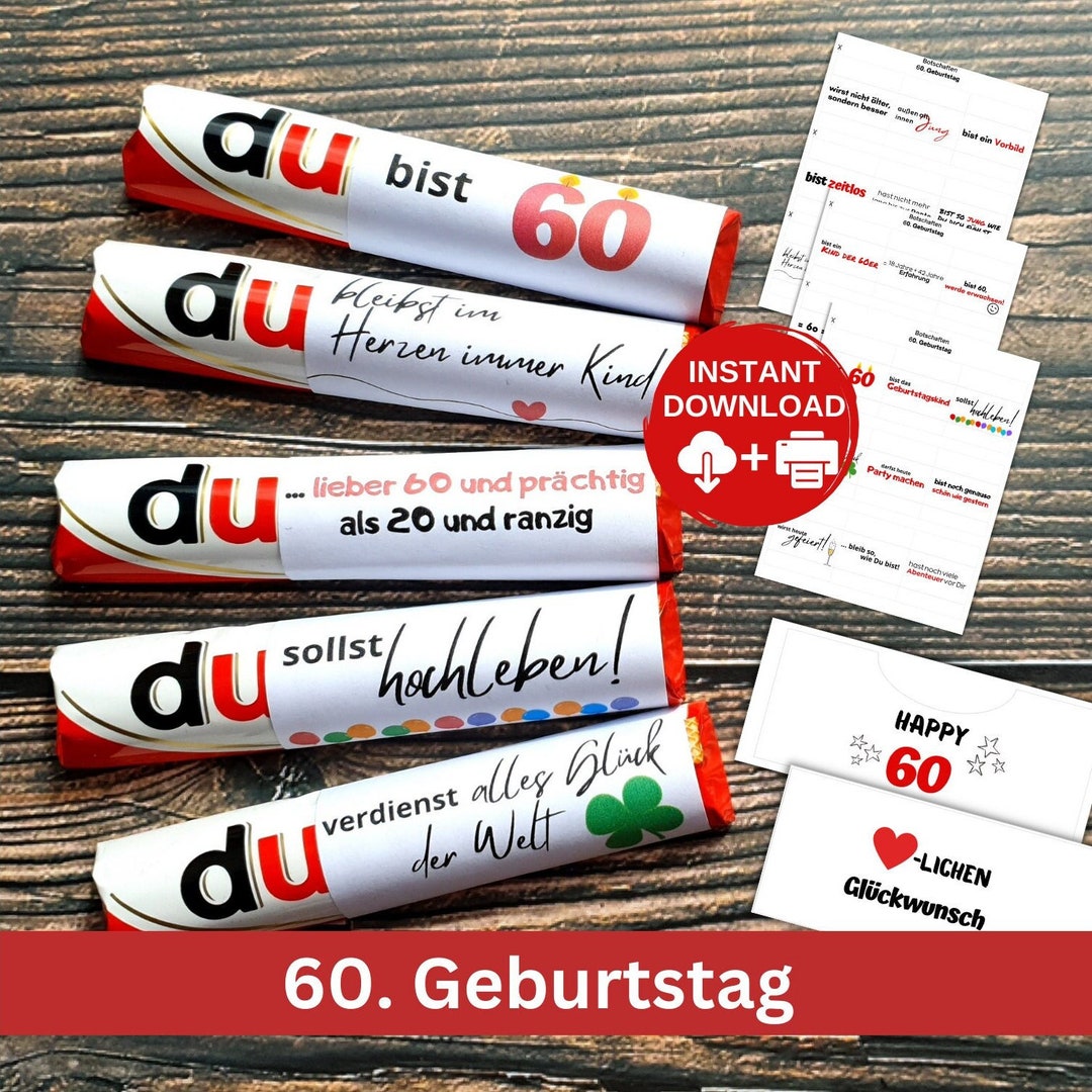 Download 60. Geburtstag, DU BIST Duplo Banderolen mit 27 Sprüchen als