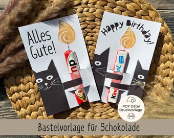 Printable fun craft template for a birthday gift, PDF for Duplo & Kinder bars, small birthday gift idea, PDF craft template