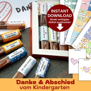 Download Merci Banderolen für ERZIEHER im Kindergarten passend für Schokolade, 32 persönliche Danke Botschaften als Geschenk zum Abschied