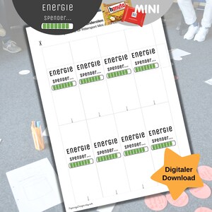 May include: Printable digital download of a worksheet with the text "Energie spender..." and a progress bar. The worksheet is designed for a classroom or group setting.