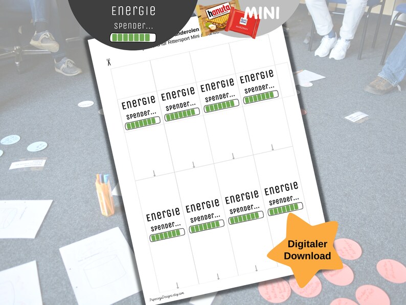 May include: Printable digital download of a worksheet with the text "Energie spender..." and a progress bar. The worksheet is designed for a classroom or group setting.