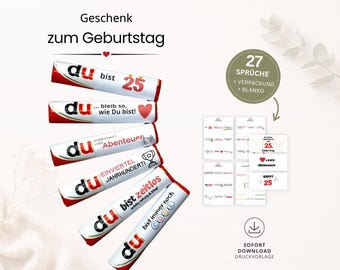 DIY 25th Birthday Gift Template - 27 "You Are" Sayings Duplo Wrappers - Fun DIY Gift Idea Gift Box - Download PDF File