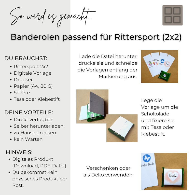 Download Banderole Schön, dass du da bist passend für Rittersport Mini, Gastgeschenk Hochzeit, Kommunion, Taufe, Konfirmation, Jugendweihe Bild 4