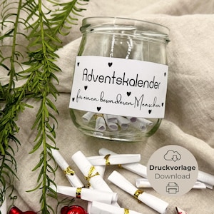 DIY Adventskalender / Instandt Download bzw. digitale Druckvorlage mit 30 Achtsamkeitssprüchen + 6 Blanko-Karten. Perfekt als liebevolles Geschenk für Mama, Freundin oder zum Selbermachen für eine achtsame Adventszeit.