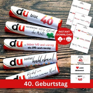 Descargar Duplo banderolas 40 cumpleaños, plantilla para imprimir con 27 frases como regalo divertido caja de regalo hombre mujer colega