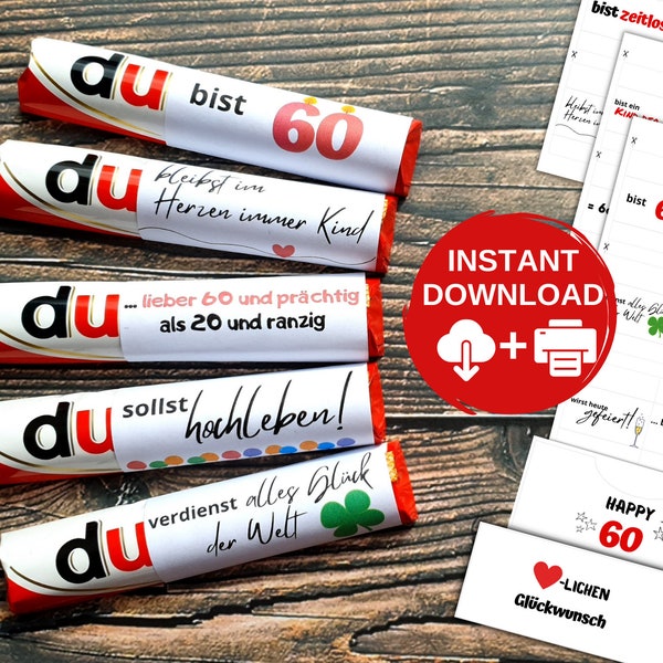 Download DU BIST Banderolen 60. Geburtstag, 27 Sprüche passend für Duplo als lustiges, kreatives Geschenk, Mann, Frau, Kollege, Kollegin