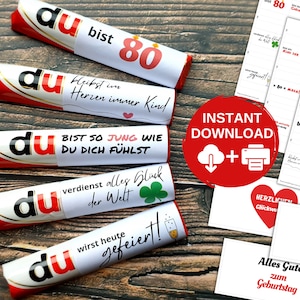 Descargar archivo Duplo banderolas 80 cumpleaños 27 refranes como regalo divertido para personas mayores hombre mujer colega madre padre abuela abuelo