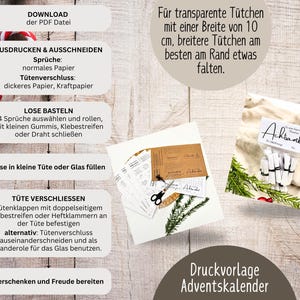 DIY Adventskalender / Instandt Download bzw. digitale Druckvorlage mit 30 Achtsamkeitssprüchen + 6 Blanko-Karten. Perfekt als liebevolles Geschenk für Mama, Freundin oder zum Selbermachen für eine achtsame Adventszeit.