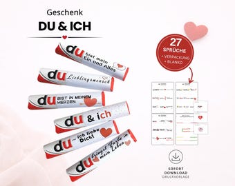 Duplo Wrapper Template - 27 Sweet Messages as a DIY Gift - Valentine's Day Birthday Surprise - PDF Download File for Printing