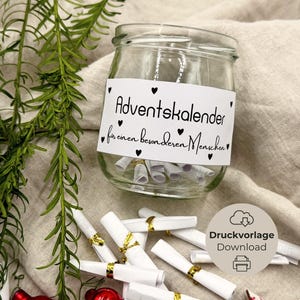 DIY Adventskalender / Instandt Download bzw. digitale Druckvorlage mit 30 Achtsamkeitssprüchen + 6 Blanko-Karten. Perfekt als liebevolles Geschenk für Mama, Freundin oder zum Selbermachen für eine achtsame Adventszeit.