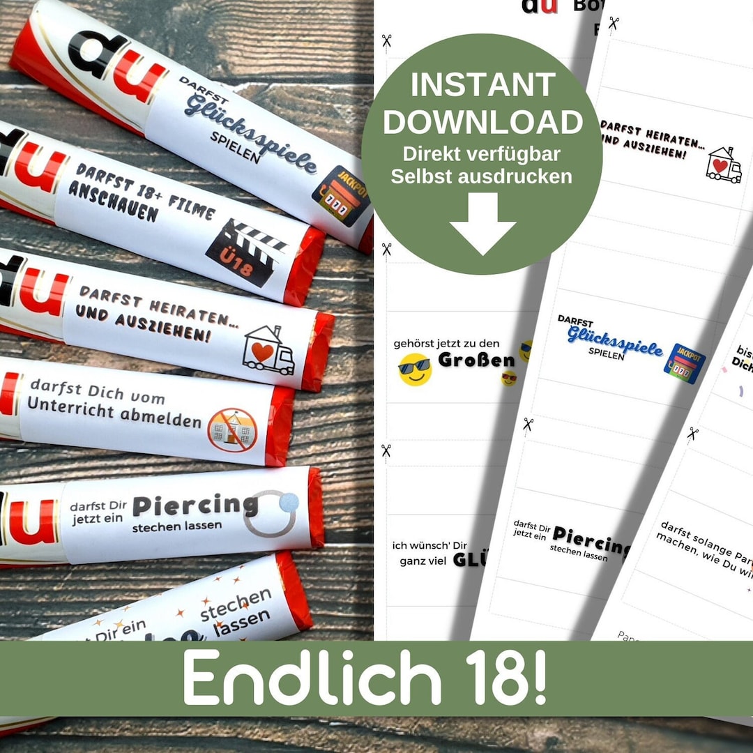 Download Duplo Banderolen 18. Geburtstag, Duplo Geschenkbox, Verpackung
