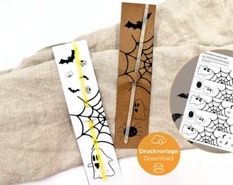 Halloween printable template glow sticks pens DIY party favors Halloween party children's birthday craft template to print autumn holidays download