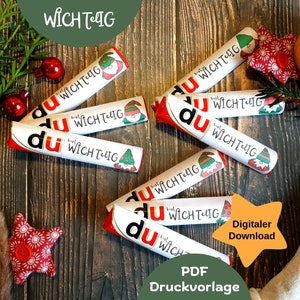 Download Duplo Banderole "Du bist WICHTelIG", Wichtelgeschenk, Wichtel, Weihnachtsfeier, Adventskalender, Druckvorlage, PDF, Geschenk