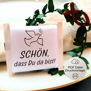Print template banderole &quot;It&#39;s nice that you&#39;re here&quot; for Ritter Sport Hanuta Mini – guest gift baptism communion confirmation - PDF file