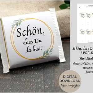 Download Banderole Schön, dass du da bist passend für Rittersport Mini, Gastgeschenk Hochzeit, Kommunion, Taufe, Konfirmation, Jugendweihe Bild 2