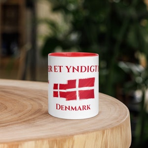 Denmark coffee cup, Denmark, Der er et yndigt land, There is a lovely country, National anthems of Denmark mug, Denmark mug, Coffee cup