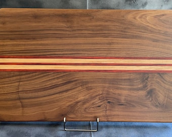 Walnut, Maple and Padauk Striped Cutting board