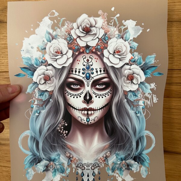 Bügelbild, Skull, Totenkopf, Lady, La Catrina