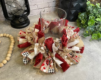 Valentine's Day Candle Ring 6" Valentine's Day Centerpiece Valentine's Day Candle Centerpiece, Red Heart Candle Ring/Vase NOT Included
