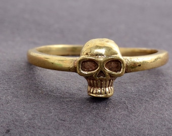 Handmade Brass Skull Ring – Gothic Minimalist Jewelry