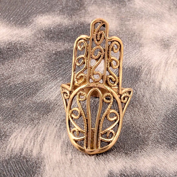 Bague Hamsa en or massif 18K, Bague Main de Fatima, Bague Hamsa en argent sterling, Cadeau de graduation, Cadeau de confirmation, Cadeau de Noël, Bague spirituelle