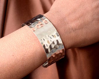 Hammered Cuff Bracelets – Gold & Silver Wide Statement Jewelry