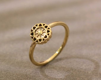Handmade Brass Sunburst Ring • Boho Statement Jewelry