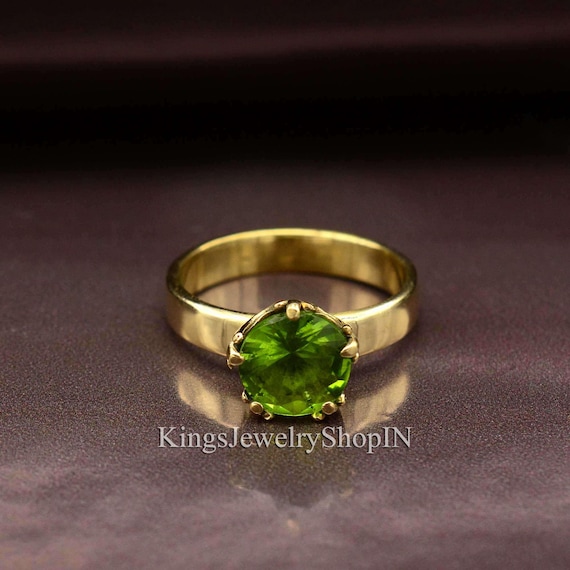 Peridot Ring, Grüner Edelstein Ring, Gold Statement Ring