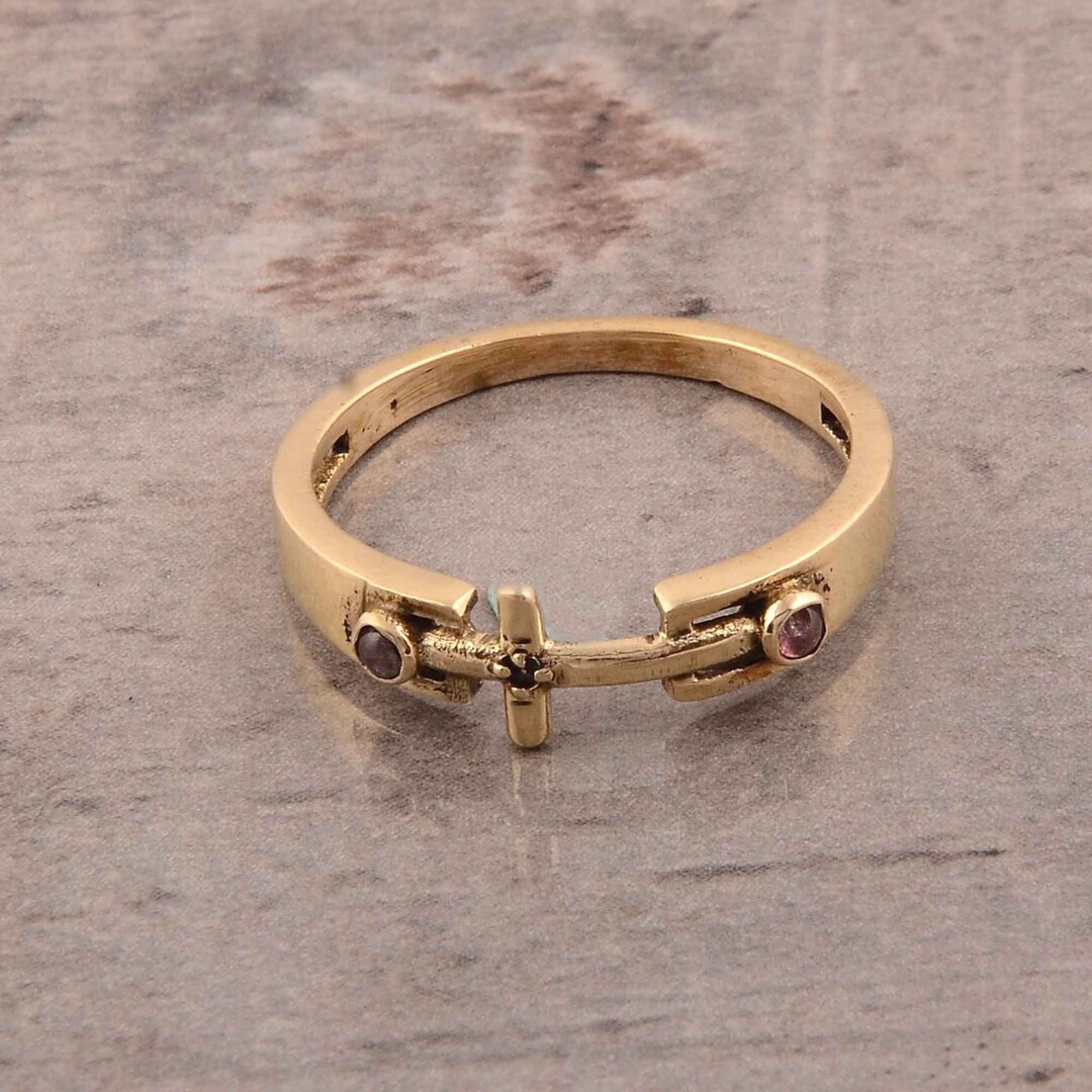 Cross Ringer Classy Cross Ring, Gold Cross Ring, Elegant Cross Ring, 14K Solid Gold Cross ...