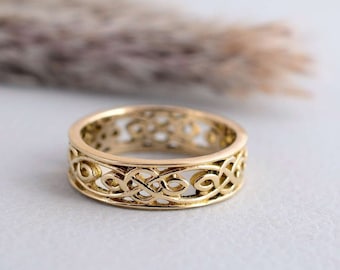 Celtic Ring, Knot Band Ring,18k Gold Ring, Celtic Trinity Ring, Band Ring, Men And women Ring, Birthday Gift, Handmade Ring,  kn - ullc,