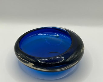 Vintage 1960’s Whitefriars Blue cased bowl, ashtray, number 9514