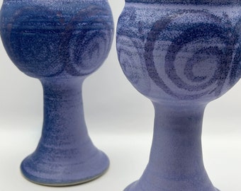 Vintage Purple, studio pottery goblets/mugs, boho, hand made, funky,