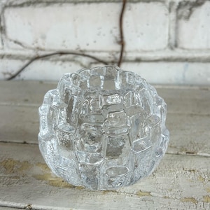 Vintage Kosta Boda textured glass tea light/candle holder, home decor, Swedish style