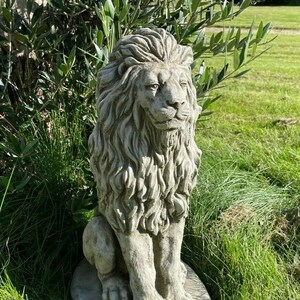 Upright Lion Stone Statue | Reconstituted Stone Concrete African Animal Garden Ornament British Made UK Gift