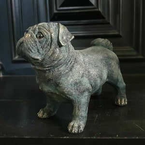 Standing Pug Puppy Dog Statue Bronze Finish |Indoor + Garden Decoration Ornament