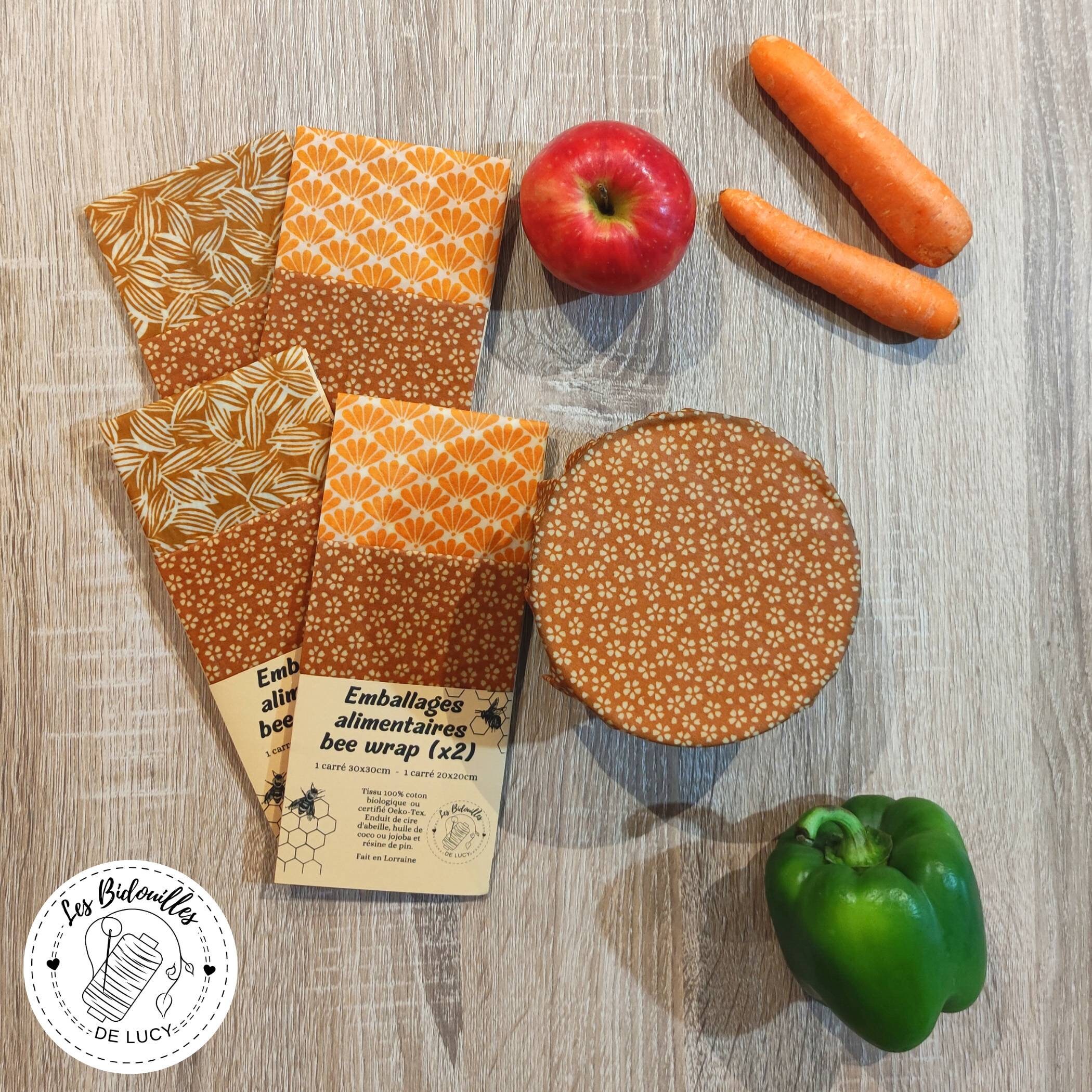 Emballage Alimentaire à La Cire d'abeille Bio - Bee Wrap Coton Enduit Lavable et Réutilisable Zéro D
