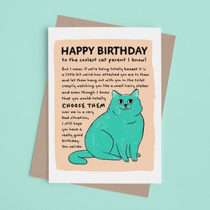 Happy Birthday Cat Parent Oddly Specific Hand Drawn Funny Greeting Card