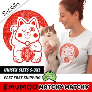 Japanese Lucky Cat Kawaii Maneki Neko Tattoo Style Cute Kitty Unisex T-shirt