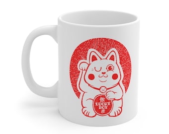 Gato de la suerte japonés Kawaii Maneki Neko Mug