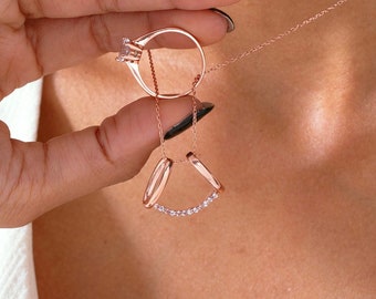 Dainty Ring Holder Necklace: Rose Gold Plated Sterling Silver Ring Carrier