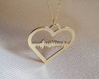 Personalized Soundwave Heart Necklace: Custom Sterling Silver New Mom Gift