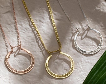 Sterling Silver Greek Motif Ring Holder Necklace
