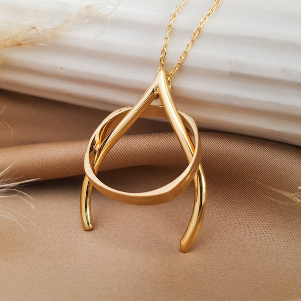 Ring houder ketting gouden Wishbone, zilveren verlovingsring Keeper, Good Luck hanger, sierlijke sieraden, cadeau voor arts-verpleegkundige