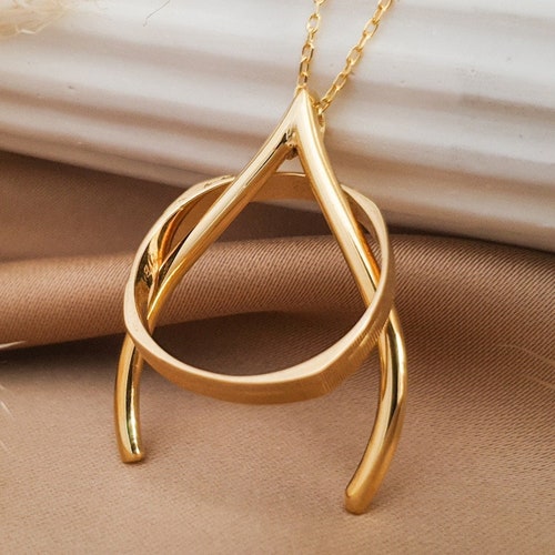 Ring Holder Necklace Gold Wishbone Silver Engagement Ring Etsy