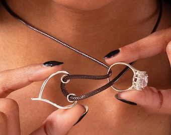 Sterling Silver Heart Ring Holder Necklace: Ring Keeper Pendant