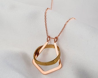 Rose Gold Ring Holder Ketting, Minimalistische Geometrische Ring Keeper Hanger, Verpleegster Arts Cadeau voor chirurg