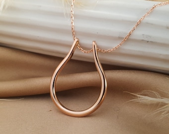 Ring Holder Necklace Rose Gold , Engagement Magic Ring Keeper Jewelry, Horseshoe Dainty Jewelry, Gift For Her Nurse