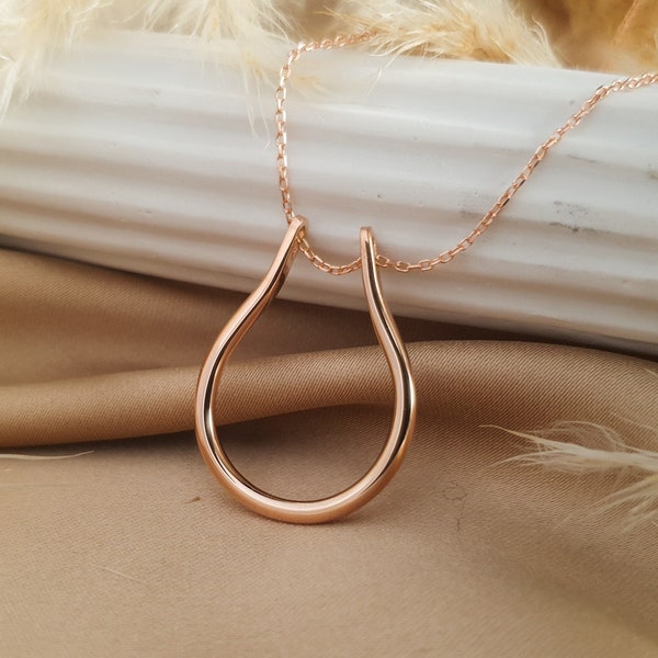 Ring Holder Necklace Rose Gold , Engagement Magic Ring Keeper Jewelry, Horseshoe Dainty Jewelry, Gift For Her Nurse