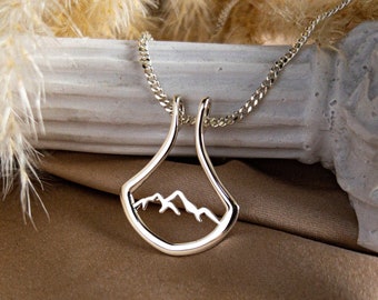 Collar con soporte para anillos de montaña de plata, portador de anillos de compromiso para legado de la familia, regalo de cirujano